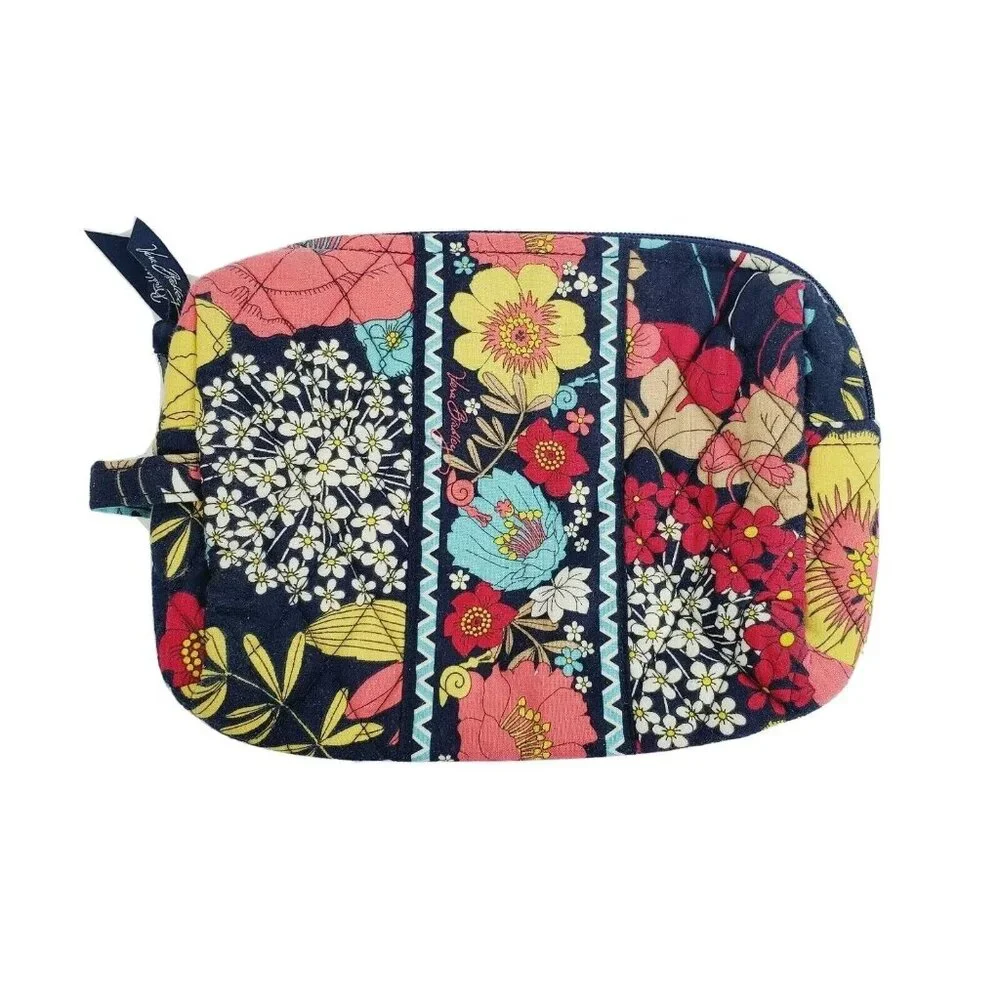 Vera Bradley Quilted Floral Cosmetic Make-up Accessory Bag Lined Sz M